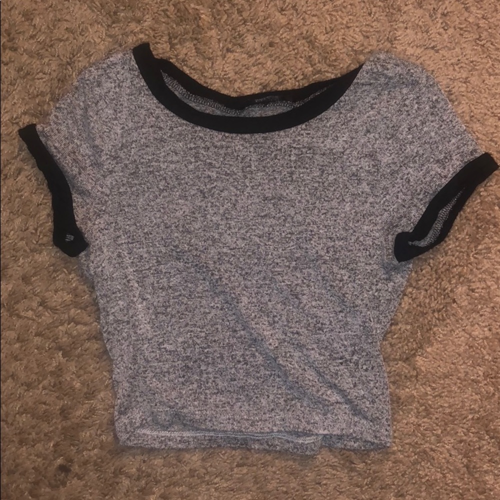 Gray and black crop top
